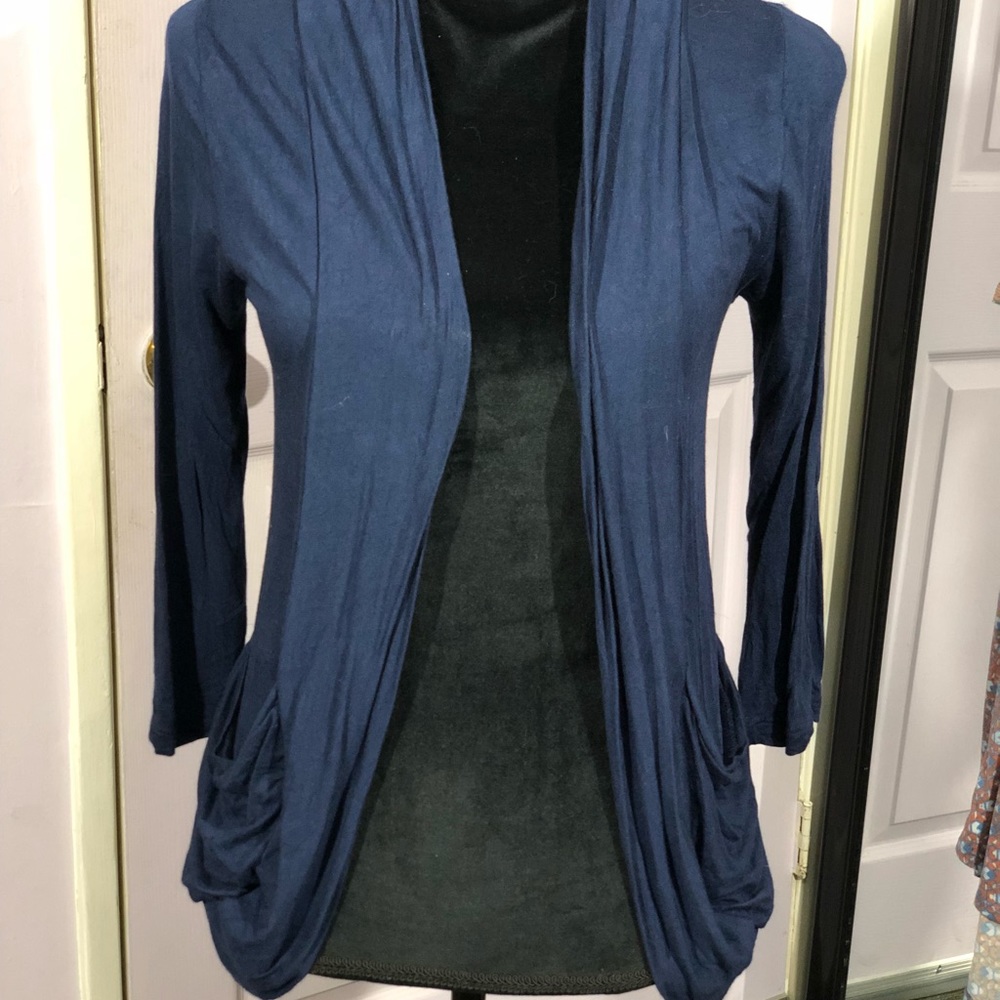 Zenana Outfitters Cardigan with lace back blue M